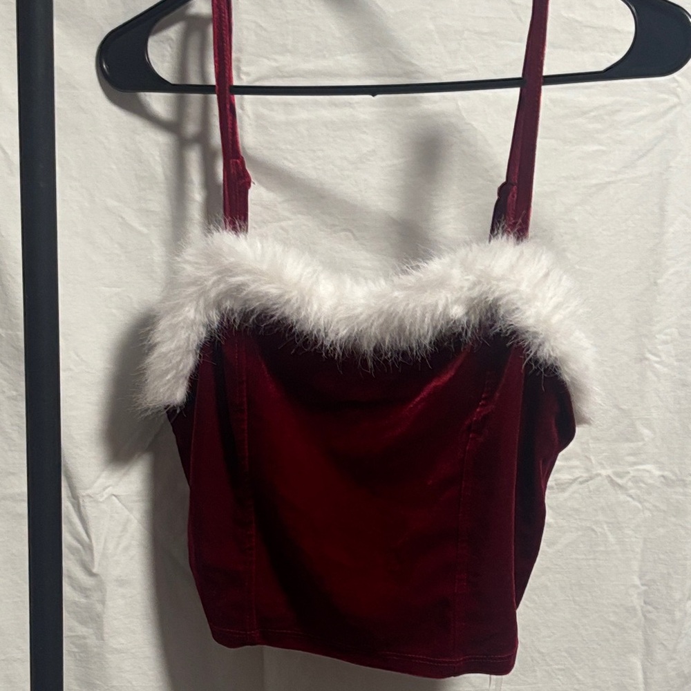 Wallflower Red Camisole Santa pjs with red velvet pants size lg